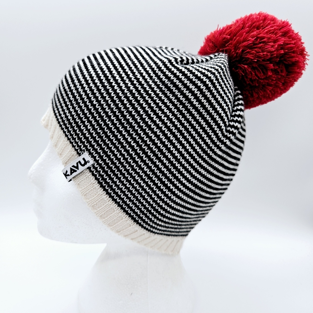 KAVU | Bronwyn striped pompom merino wool blend beanie toque hat